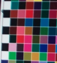 The same glossy chart surface measured with a polarization filter, with the surface gloss removed
