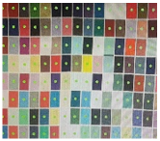Automatic target recognition locating the centre of each patch on a distorted textile chart