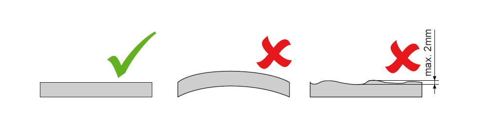 Diagram of the measuring head lowering onto the sample to determine its thickness