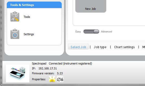 Barbieri Gateway software showing the firmware version currently loaded in the instrument